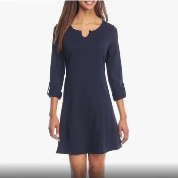 crown & ivy | Dresses | Crown And Ivy Navy Blue Roll 34 Sleeve Knit Swing  Dress Nwt | Poshmark